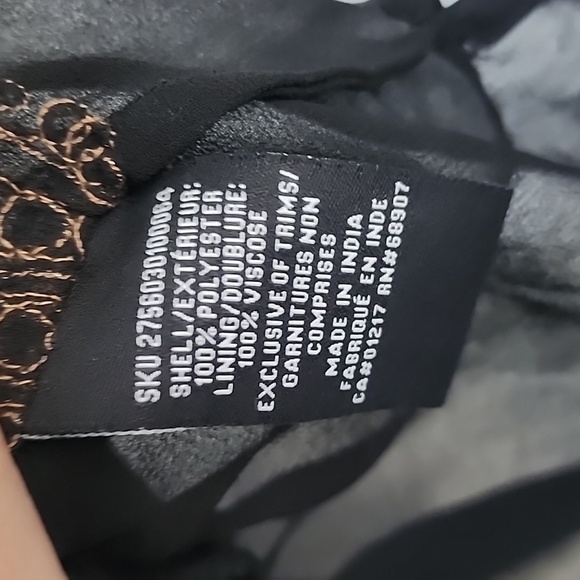 LE Chateau Black gold tunic top sheer medium blouse - Picture 5 of 7